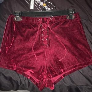 Velvet Lace Up Shorts